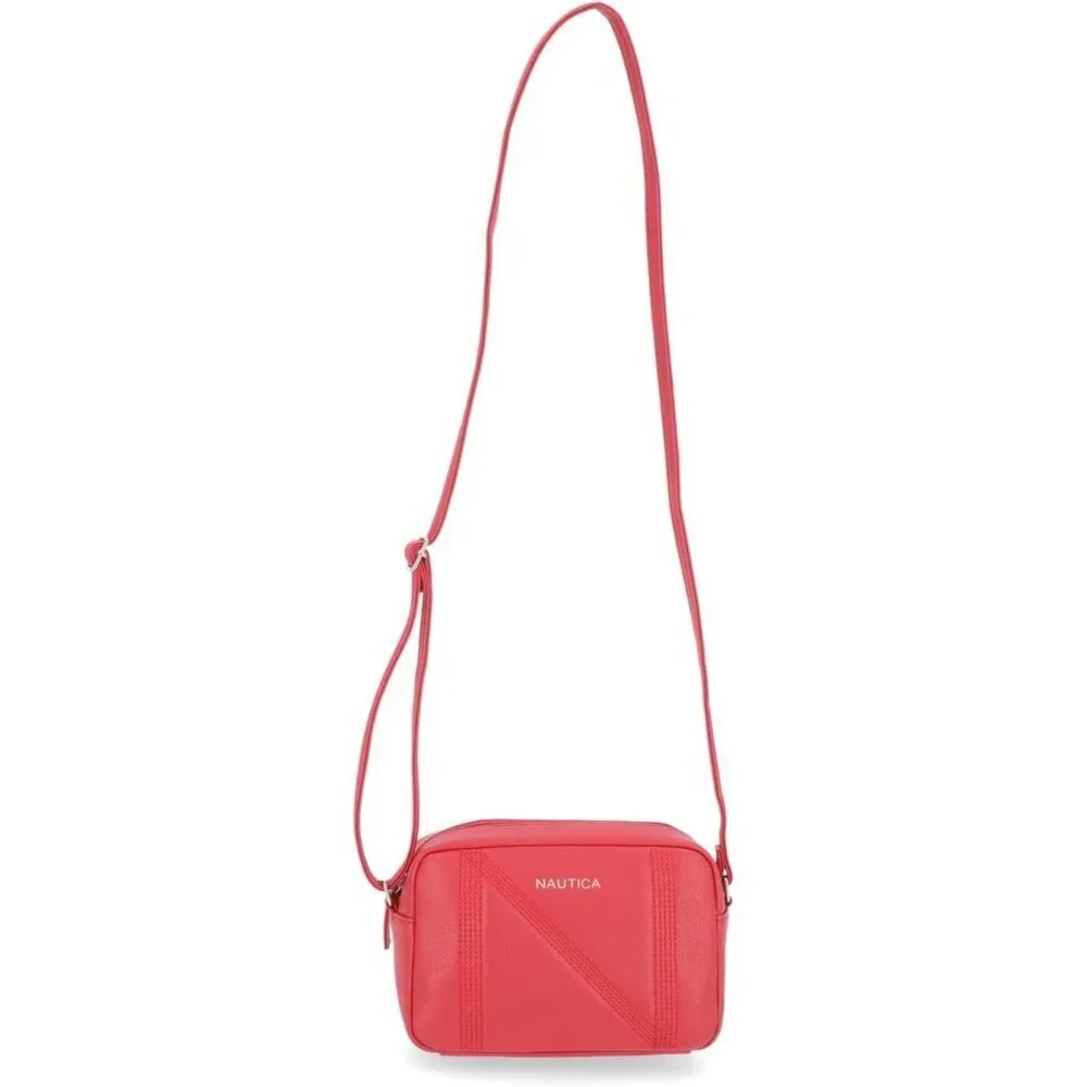 Women's Bright Red  PU leather Candid Camera Adjustable Crossbody Bag